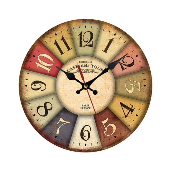 YFKFYTG Liquidation 30 % de Rabais Décoration Maison, Style Européen Décoration Salon Chambre Horloge Murale Ronde en Bois