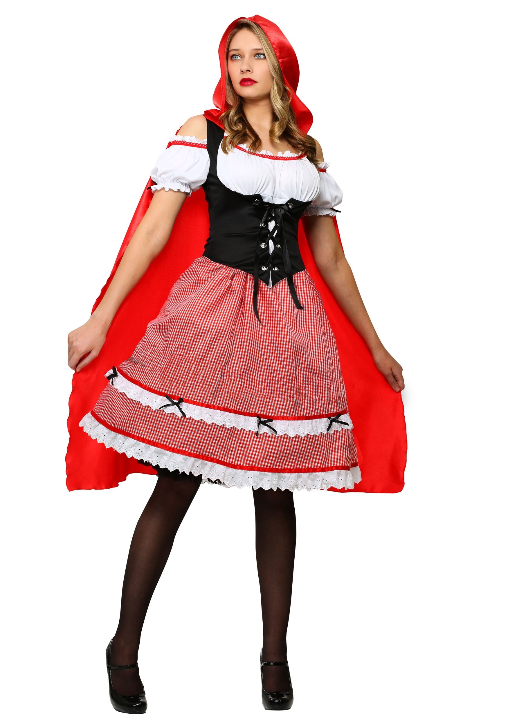 Women's Plus Size Knee Length Red Riding Hood Costume