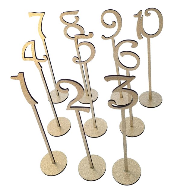 Siruishop Chiffres de Table Décor Porte-Numéros de Table pour Réception de Mariage Événements Souper 10 Pcs Doré