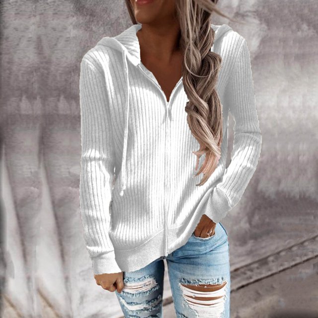 PVCS Casual Femmes Solide à Manches Longues Sweat à Capuche Zip Tops Dames Cardigan Manteau