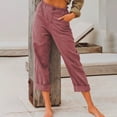 thumbnail image 1 of LSLJS Womens High Waisted Pants Women Casual Solid Color Pockets Buttons Elastic Waist Comfortable Straight Pants, 1 of 5