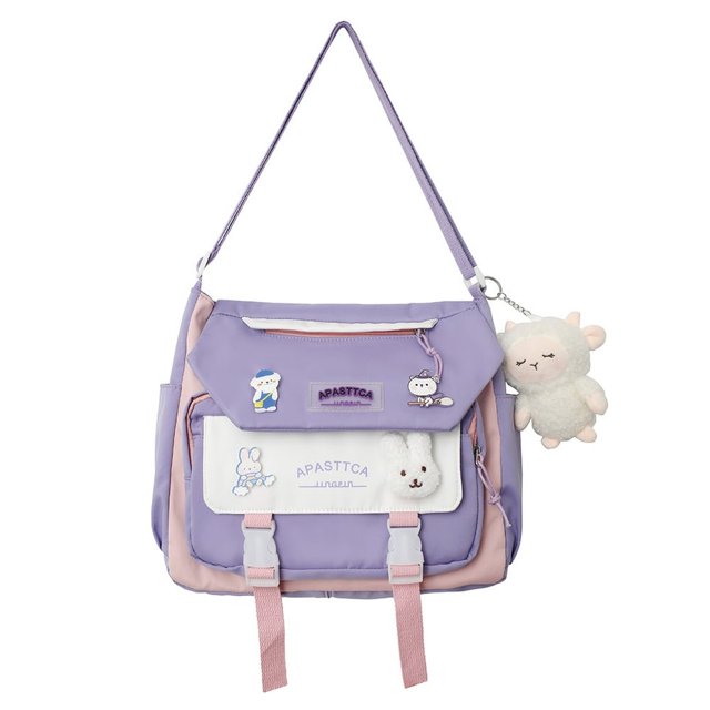 Fashion Student Tutorial Bag Kawaii Women Large Shoulder Messenger Bag (Blue)