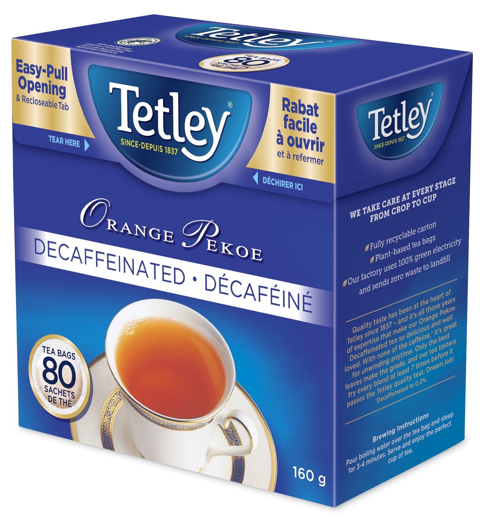 Tetley Orange Pekoe decaffeinated Tea 80 bags