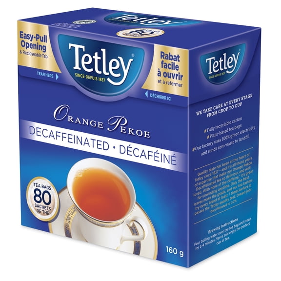Tetley Thé Orange Pekoe Décaféiné 80 Sachets