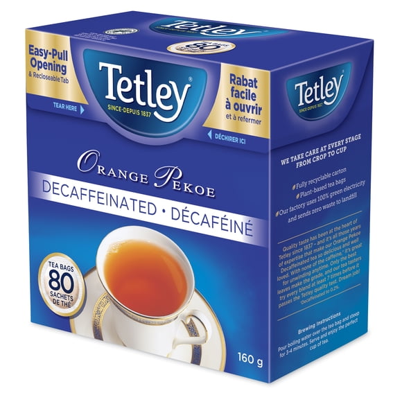 Tetley Thé Orange Pekoe Décaféiné 80 Sachets
