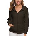 thumbnail image 1 of Innerwin Cardigans Long Sleeve Ladies Hoodies Fall Front Zip Leisure Sweatshirt Coffee 3XL, 1 of 3
