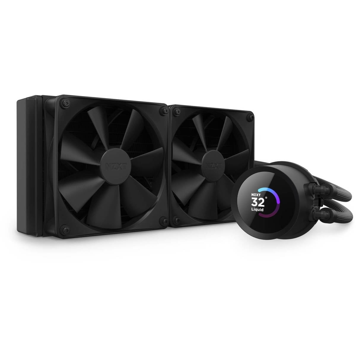 NZXT Kraken 240mm - RL-KN240-B1 – AIO CPU Liquid Cooler - LCD Display - 2 x F120P Static Pressure Fan Radiator Fans LGA 1851/1700 / AM5 Compatible