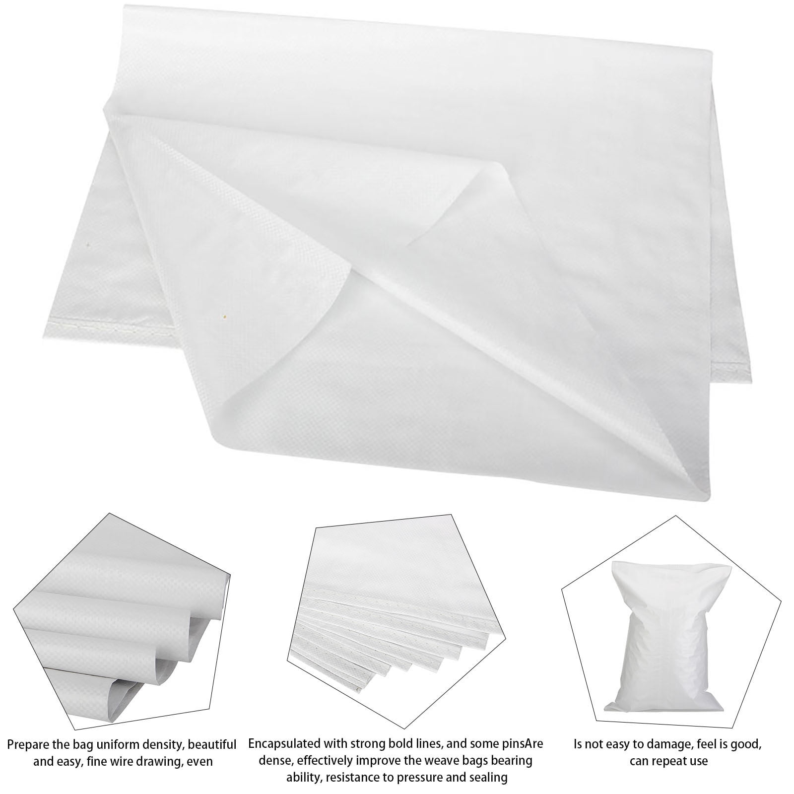 Sacs de Sable Tissés en Plastique Épais, 10 Pcs, Matériau PP, Imperméables, Multifonctions, Réutilisables, pour la Prévention des Inondations et le Contrepoids