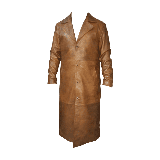Brown Leather Trench Coat Brown Long Coat Men Long Leather Jacket Full Length Leather Coat Long Brown Leather Coat Brown Trench Coat For Men size XXXL