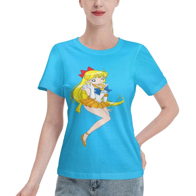 T-Shirt Basique à Manches Courtes pour Femmes Sailor Moon Aino Minako