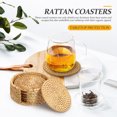 thumbnail image 3 of 1 Set Rattan Coasters Home Cup Coasters Boho Coasters Woven Coasters Coffee Table Coasters with Holder, 3 of 9