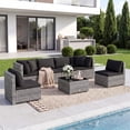 thumbnail image 3 of Patiojoy 7 Pcs Outdoor Patio Furniture Set All-Weather PE Rattan Sofa Set w/Coffee Table & Cushions Black, 3 of 10