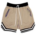 thumbnail image 1 of Penkiiy Men's Running Athletic Shorts Mesh Basketball Shorts with 2 Zipper Pockets L Khaki, 1 of 3
