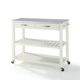 thumbnail image 2 of Crosley Chariot de Bar de Cuisine à Roulettes pour la Maison avec Dessus en Acier Inoxydable et Tiroirs, Blanc, 2 of 5