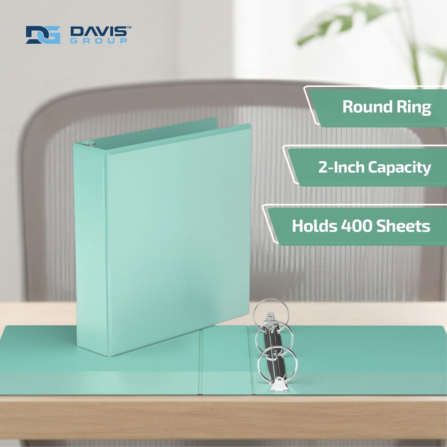 Davis Group Economy 3-Ring View Binders, 2" Round Rings, 475 Capacity, Assorted, Pack of 4