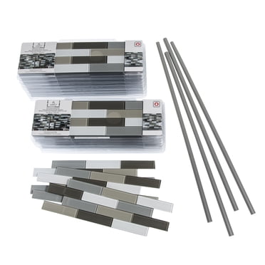 Aspect Peel and Stick Matted Glass Backsplash Kit 15 sq ft with 24 in. Edge Trim