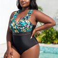 thumbnail image 4 of Aboser Plus Size Rash Guard Swimwear Women Sleeveless One Piece Swimsuit Fashion Floral Print Bathing Suit Tummy Control Surfing Wetsuit, 4 of 6