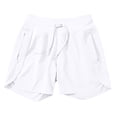 thumbnail image 4 of Yammkia Short Dauphin pour Femme Coupe Régulière Athlétique Taille Froncée Tissé Short de Course avec Poche (Blanc, TP), 4 of 4