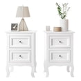 thumbnail image 1 of Ktaxon 2pc Nightstand End Table with 2 Drawer Bedside Table,Wood Accent Table, White, 1 of 13