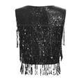 thumbnail image 4 of Ocealan Gilet à Franges à Paillettes pour Femme Vestes Sans Manches Scintillantes Gilet à Paillettes Manteau Fête Bal Ouvert à l'Avant Gilet Noir m, 4 of 7