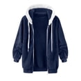 thumbnail image 5 of cllios Womens Winter Fuzzy Fleece Jacket Hooded Color Block Patchwork Cardigan Coats Oversized Fluffy Sherpa Outerwear with Pockets, 5 of 5
