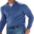thumbnail image 1 of Men‘s Stand Collar Zipped Knit Sweater in Solid Color, 1 of 2