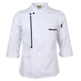 thumbnail image 1 of lionlar Veste de Chef Rétro Uniforme Manches Longues Vêtements de Cuisine d'Hôtel 3TG Blanc, 1 of 9