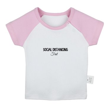iDzn T-Shirt Drôle d'Échec de Distanciation Sociale pour Bébé, T-shirts pour Nouveau-Nés, Hauts pour Nourrissons, T-shirts Graphiques pour Enfants 0-24 Mois