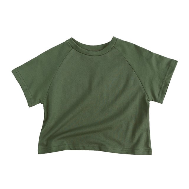 Unisex Kids Solid Raglan Sleeve T-Shirts, Lightweight Crew Neck Casual Tops for Children, Summer
