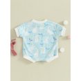 thumbnail image 4 of xiaxaixu Baby Girls Boys Rompers Flower Rabbit Print Crew Neck Short Sleeve Bodysuits Casual Easter Clothes, 4 of 8