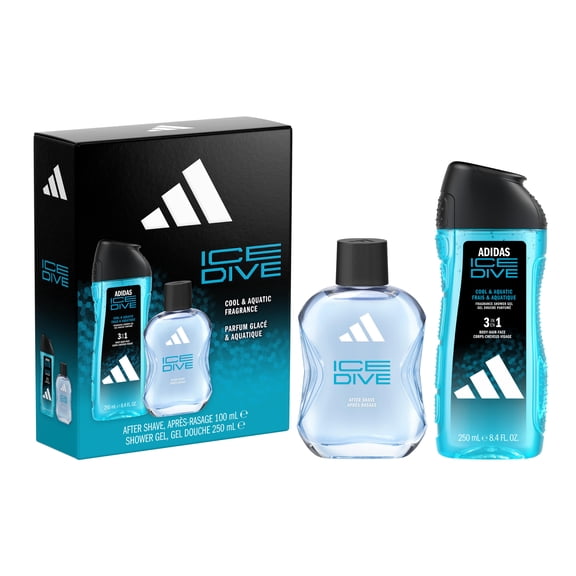 adidas Ice Dive Giftset Including Aftershave (100ml) and Shower Gel (250ml), for Him, Cool and Aquatic Fragrance