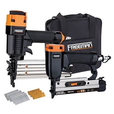 Freeman PPPBRCK Pneumatic Brad Nailer and Pinner Finish Kit with Nails and Canvas Storage Bag Ergonomic and Lightweight Brad a