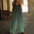 thumbnail image 2 of Combinaison Décontractée pour Femmes, Sans Manches à Col Rond avec Motif Imprimé, Poches à Boutons et Taille Élastique, Vert Militaire, Taille g, 2 of 5