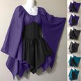 thumbnail image 1 of Gspmoly Robes d'Été pour Femmes, Costumes pour Femmes Gothiques à Manches Longues, Robes Corset à Manches Longues, Robe à Col Rond Longueur Genou, Robes d'Été pour Femmes Économies, 1 of 5