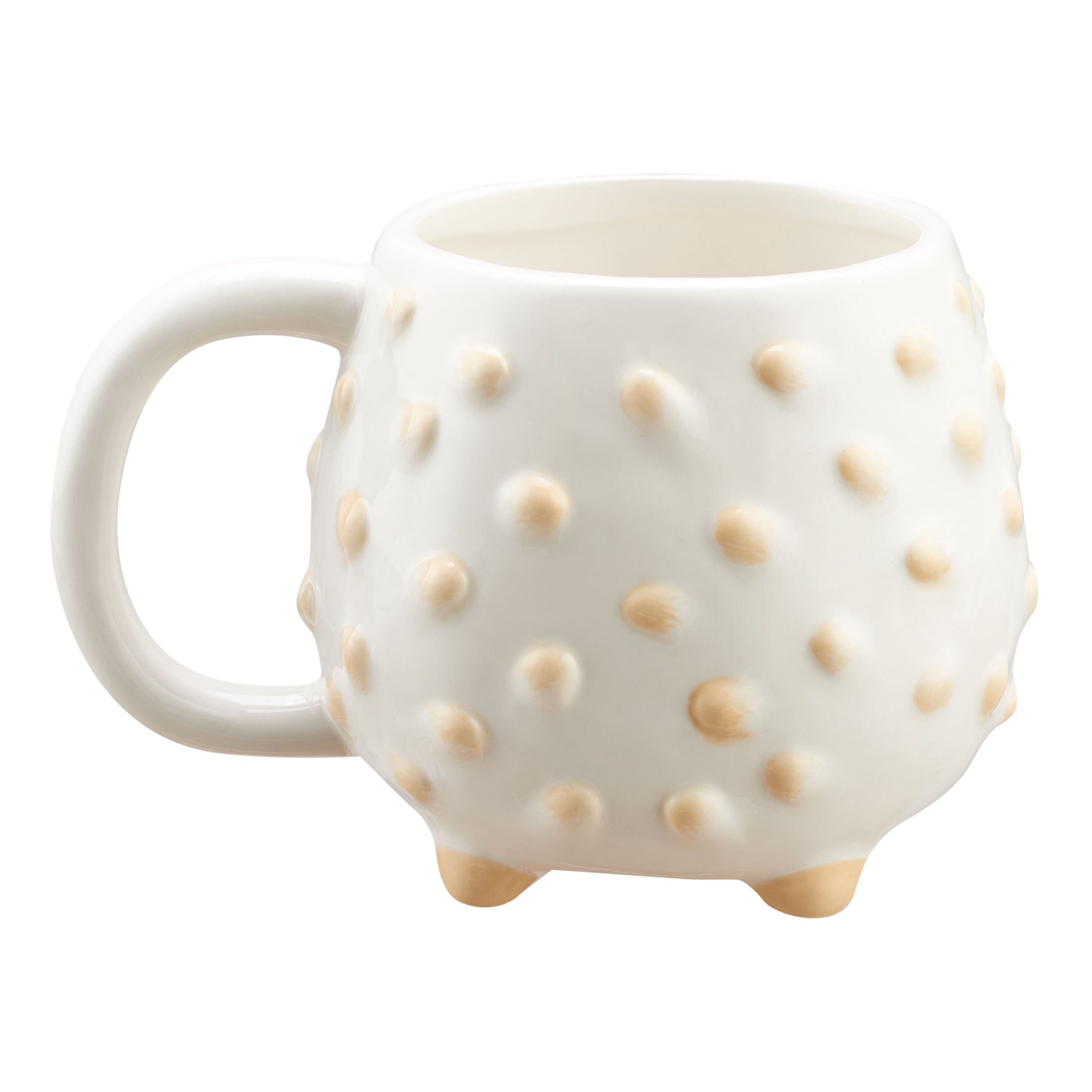 Mainstays Tasse en céramique sculptée en forme de porc-épic blanc et beige, 17,25 oz, 1 Pièce