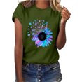 thumbnail image 3 of XZNGL Chemises pour Femmes Chemise à Manches Longues Femme Décontractée Impression de Lettres Manches Courtes Col Rond T-Shirt Ample Blouse Hauts, 3 of 7