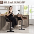 thumbnail image 4 of HOMCOM Adjustable Bar Stools Set of 2, Swivel Tufted Fabric Barstools, 4 of 10