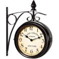 thumbnail image 1 of Two Sided Train Station Wall Clock Black Vintage Design Clock Watch, 1 of 5