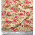 thumbnail image 1 of Soimoi Poly Georgette Fabric Check,Leaves & Rose Floral Print Sewing Fabric Yard 42 Inch Wide, 1 of 3