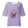 thumbnail image 4 of Blouses pour Femmes, Mode Décontractée de Sensibilisation à la Maladie d'Alzheimer pour Femmes, Chemise/blouse Courte à Manches 3/4 Imprimée en Coton, Coupe Ample, 4 of 4