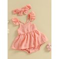 thumbnail image 2 of Faithtur Ensemble de Barboteuse pour Bébé Fille, Robe Trapèze à Manches Volantées et Col Ras du Cou avec Bandeau pour un Usage Quotidien Décontracté, 2 of 9