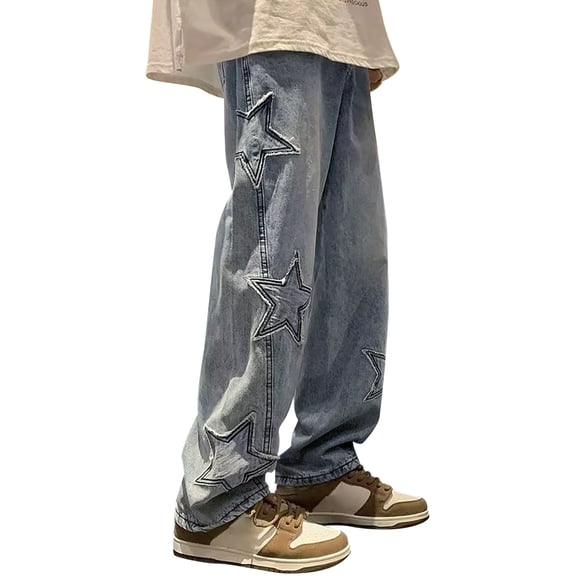 Ketyyh-chn99 Men Jeans Flare Jeans Mens Pants Casual Cargo Pants Casual Athletic Baggy Street Pants Blue,2XL