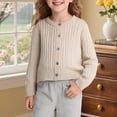 thumbnail image 2 of Wdgfv Filles Garçons Cardigan en Lin à Col Rond Chandail Tricoté et Tenue Douillette et Stylée pour Enfants Beige 9-10 Ans, 2 of 4