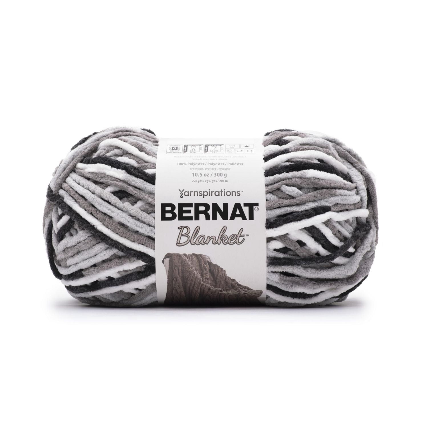 Bernat® Blanket™ #6 Super Bulky Polyester Yarn, Gray Storm Varg 10.5oz/300g, 220 Yards