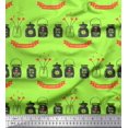 thumbnail image 1 of Soimoi Green Cotton Voile Fabric Jar & Happy Valentine Day Text Print Fabric by Yard 56 Inch Wide, 1 of 3