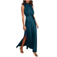 thumbnail image 2 of TopLLC Robe Sans Manches à Col Rond Mode Femmes Été Uni Décontracté Col Rond Sans Manches Fente Haute Robe Maxi Robe Femmes en Liquidation, 2 of 6