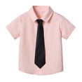 thumbnail image 1 of vdgthytj Toddler Baby Boys Girls Button down Shirts Kids Collared Neckties Short Sleeve Solid Color Summer Tops Tee, 1 of 8