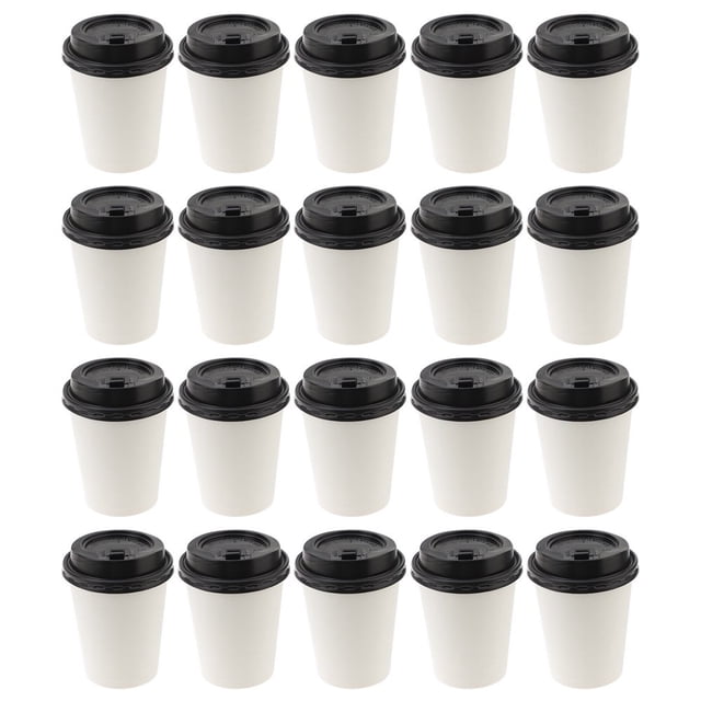 50 Pcs Gobelets à Café Jetables Isolation pour Emporter Gobelet en Papier à Double Couche avec Couvercle (8oz 280ml)