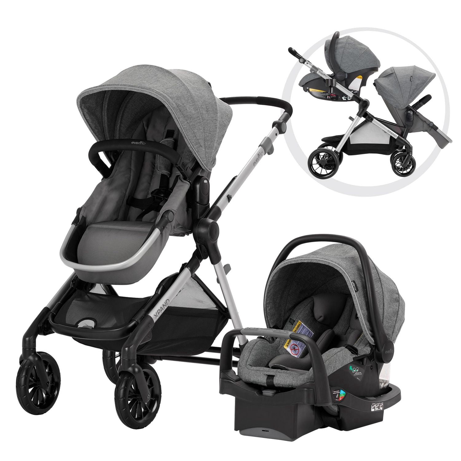 Evenflo GOLD SensorSafe Pivot Xpand Smart Modular Travel System with LiteMax Infant Car Seat (0-6 Years)