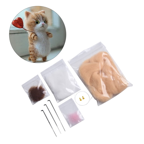 MYG DIY Cat Wool Felt Unfinished Wool Felt Material Package Handmade Needle Felt Kit